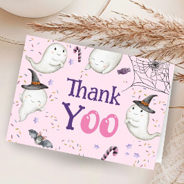 Rosa Halloween Baby Shower Foltyde tackkort