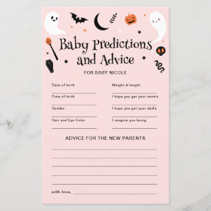 Rosa Halloween Baby Shower Förutsägelser Råd Spel