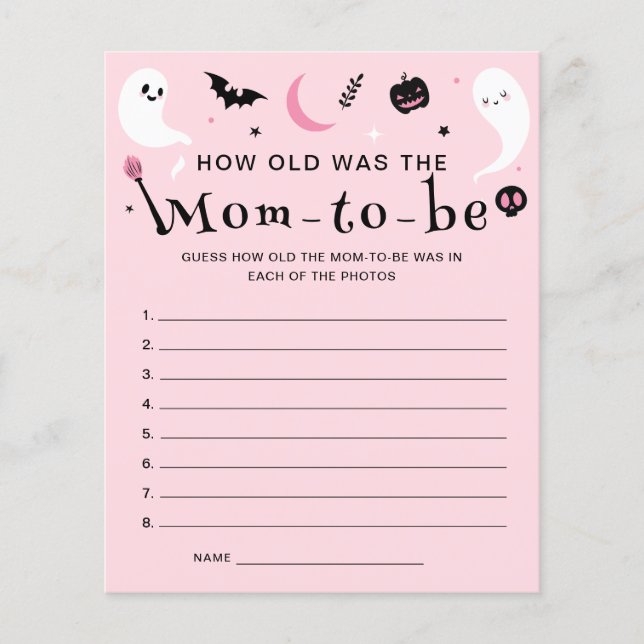 Rosa Halloween Baby Shower Hur gammalt var Mamma G (Framsida)