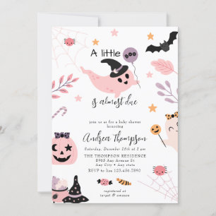 Rosa Halloween Baby Shower-inbjudan Inbjudningar