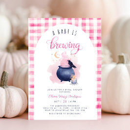Rosa Halloween Baby Shower Inbjudningar