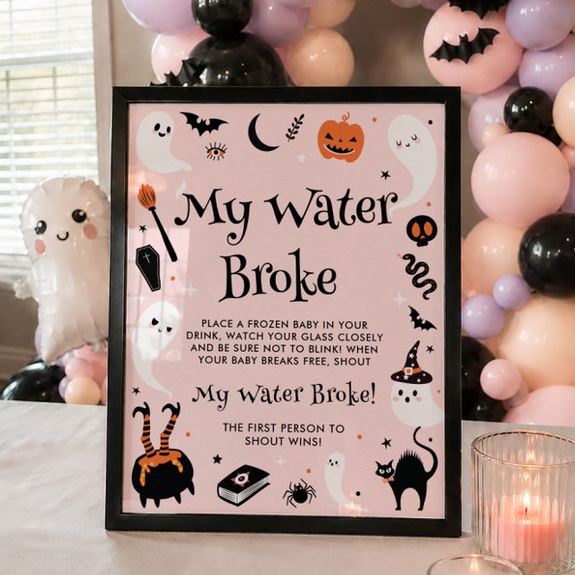 Rosa Halloween Baby Shower Min Vatten Brast Lek Poster (Skapare uppladdad)