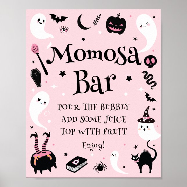 Rosa Halloween Baby Shower Momosa Pub Poster (Framsidan)