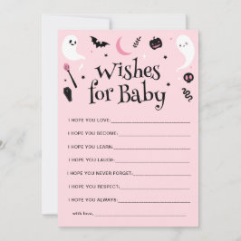 Rosa Halloween Baby Shower Önskemål för Baby Card Inbjudningar