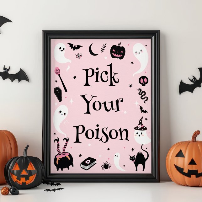 Rosa Halloween Baby Shower-Plocka din gift Poster (Skapare uppladdad)