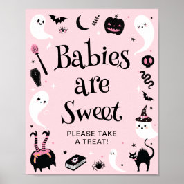 Rosa Halloween Baby Shower Spädbarn är Sweet Favor Poster