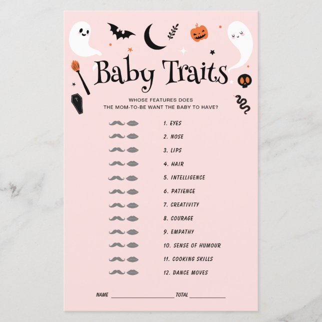 Rosa Halloween-babyshowerlek för småbarnsdrag (Framsida)