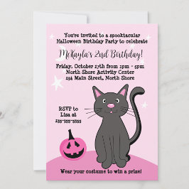 Rosa Halloween Black Cat Pumpkin Fladdermus Soft R Inbjudningar