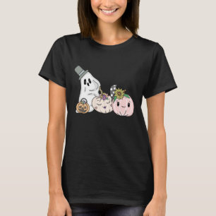 Rosa Halloween Boo Spöken och Pumpkins T Shirt