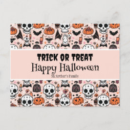 Rosa Halloween Bus eller godis Anpassningsbar Fami Vykort