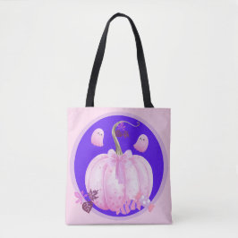 Rosa Halloween Coquette Pumpa med Spöken Tygkasse
