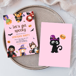 Rosa Halloween Costume Party Kids Cute Funny Inbjudningar