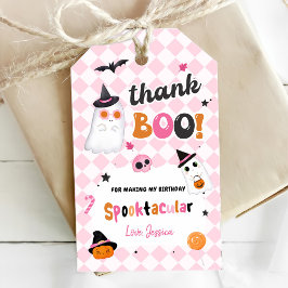 Rosa Halloween Cute Ghost 1:a födelsedagen Presentetikett