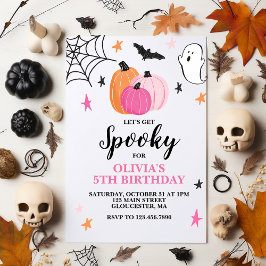 Rosa Halloween-festlig födelsedagsinbjudan för fli Inbjudningar