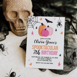 Rosa Halloween-födelsedagsfest för tjejer Inbjudningar