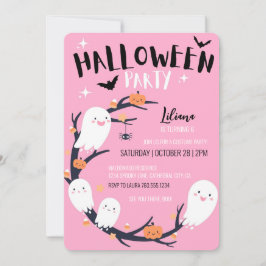 Rosa Halloween-Födelsedagsfest Inbjudningar