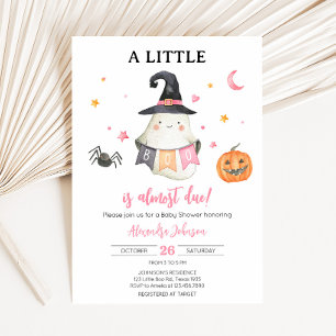 Rosa Halloween Ghost Little Boo Baby Shower Inbjudningar