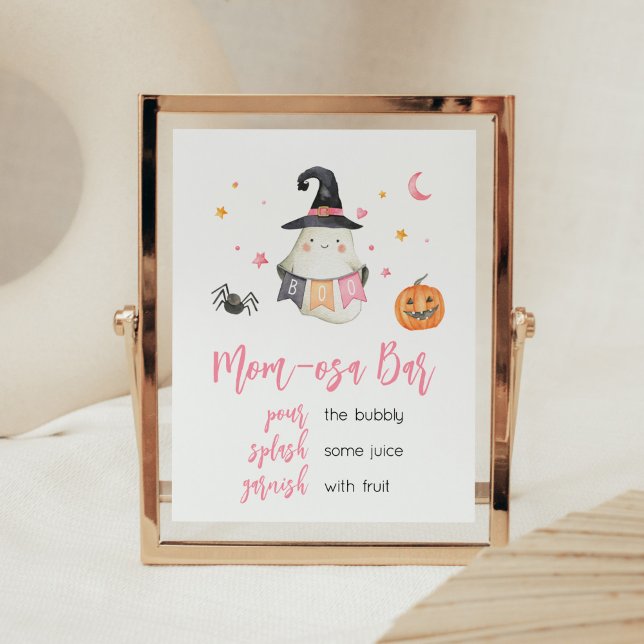 Rosa Halloween Ghost Little Boo Mamma Osa Pub Poster (Little Boo Baby Shower Mom Osa Bar Sign)