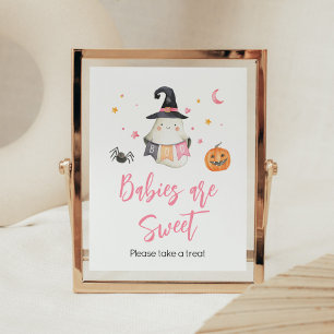 Rosa Halloween Ghost Little Boo Spädbarn är Sweet Poster