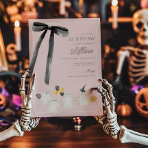 Rosa Halloween Ghost och Black Bow Birthday