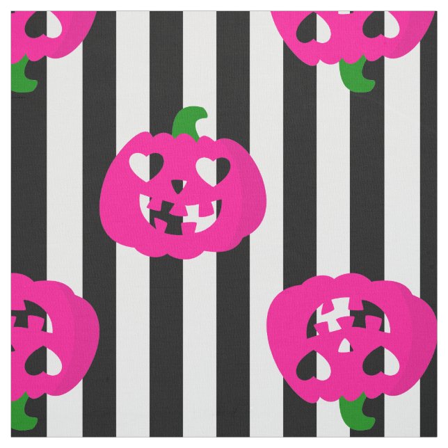 rosa halloween hjärta pumpa randig tyg (Provkarta)