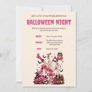 Rosa Halloween-inbjudan Inbjudningar
