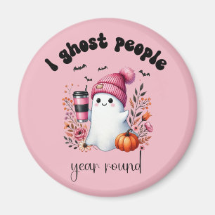Rosa Halloween-invertera kaffespökestetisk Magnet