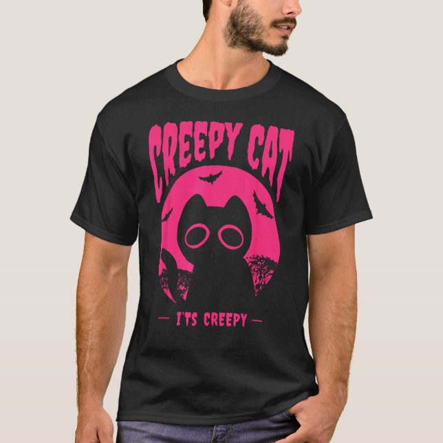 Rosa Halloween Kattfladdermöss T Shirt (Framsida)