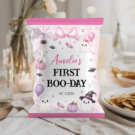 Rosa Halloween Kuslig Enpartaj Chipspåse Omslag Reklamblad