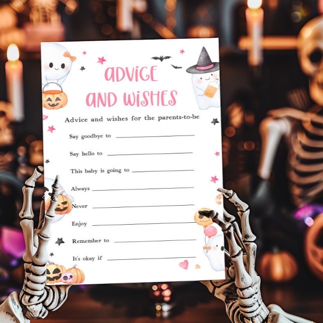 Rosa Halloween Little Boo Advice och Önskemål Game (Baby is Brewing Baby Shower Advice and Wishes Game)
