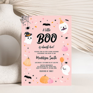Rosa Halloween Little Boo Baby Shower Inbjudningar