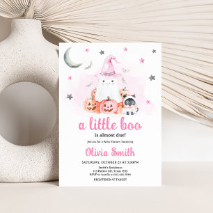 Rosa Halloween Little Boo Baby Shower Inbjudningar