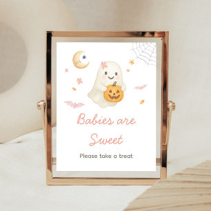 Rosa Halloween Little Boo-bebisar är söta skylt
