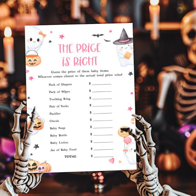 Rosa Halloween Little Boo Pris är Höger Game (Baby is Brewing Baby Shower The Price is Right Game)