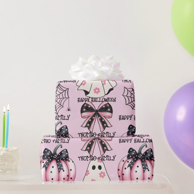 Rosa Halloween Mönster Coquette Pumpkin Anpassning Presentpapper (Festgåvor)