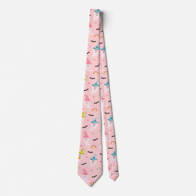 Rosa Halloween Necktie Roligt Halloween Tie Slips (Framsida)