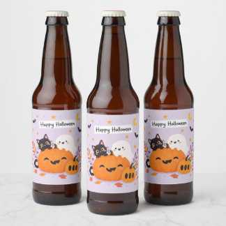 rosa halloween ölflaska etikett