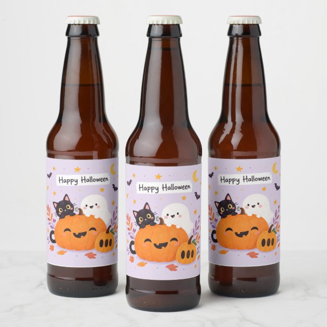 rosa halloween ölflaska etikett (Flaskor)