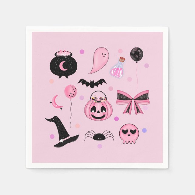 Rosa Halloween Pappersservett (Framsidan)