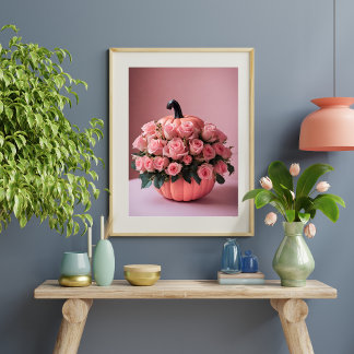 Rosa Halloween-Poster av blomstrande väggkonst