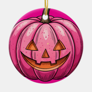 Rosa Halloween-pumpadekoration Julgransprydnad Keramik