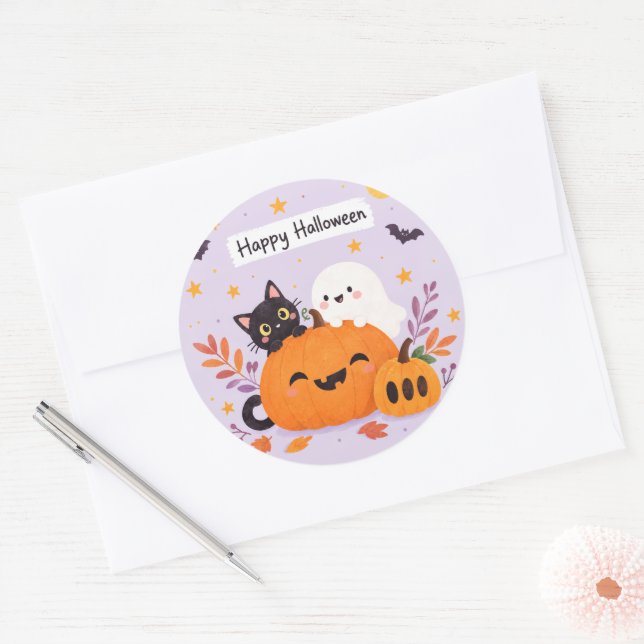 rosa halloween runt klistermärke (Kuvert)