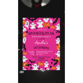 Rosa Halloween-skämtartiklar, födelsedagsfest Inbjudningar