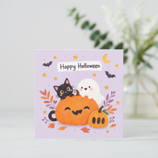 Rosa halloween söt inbjudningar