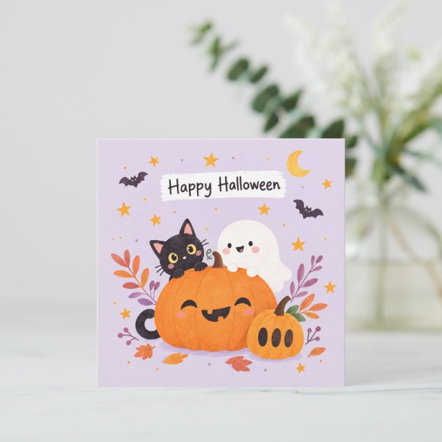 Rosa halloween söt inbjudningar (Stående Fram)