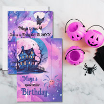 Rosa Halloween Spider-spooky-mansion 4e födelsedag