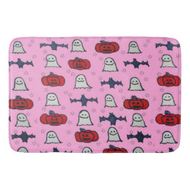 Rosa Halloween Spöken, Fladdermöss och Jack o lant Badrumsmatta