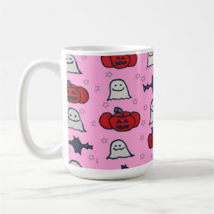 Rosa Halloween Spöken, Fladdermöss och Jack o lant Kaffemugg