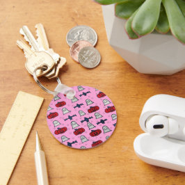 Rosa Halloween Spöken, Fladdermöss och Jack o lant Nyckelring