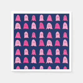 Rosa Halloween Spöken på Mörk blått Pappersservett